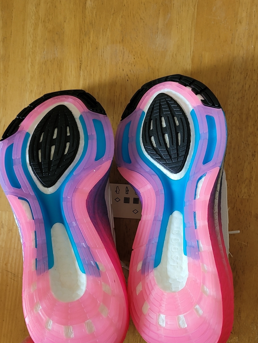 adidas Ultraboost Women's Running Shoes - White with Pink & Blue Gradient - Picture 8 of 9